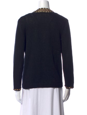 Maje Colorblock Pattern V-Neck Sweater