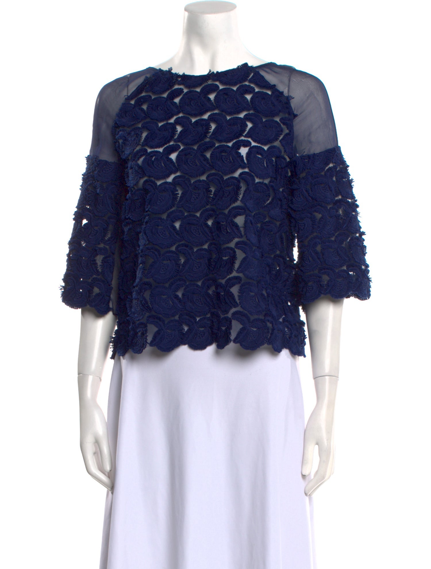 Maje Lace Pattern Scoop Neck Blouse