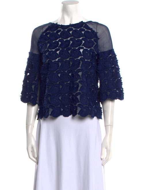 Maje Lace Pattern Scoop Neck Blouse