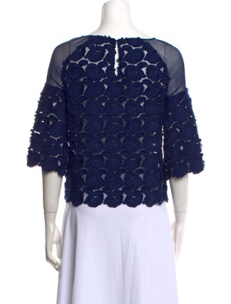 Maje Lace Pattern Scoop Neck Blouse