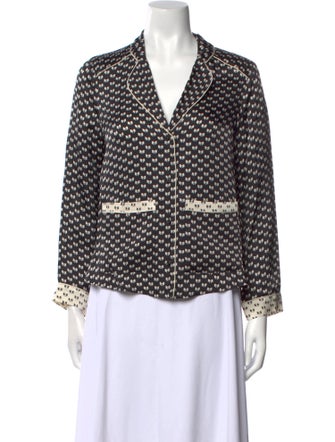 Maje Printed Long Sleeve Button-Up Top