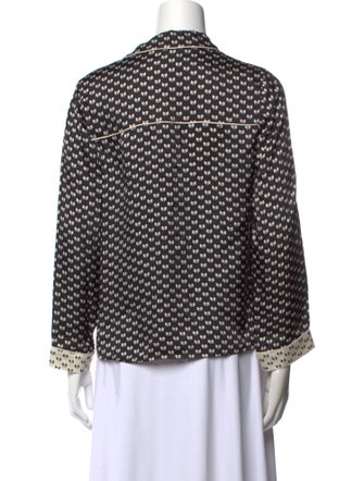 Maje Printed Long Sleeve Button-Up Top