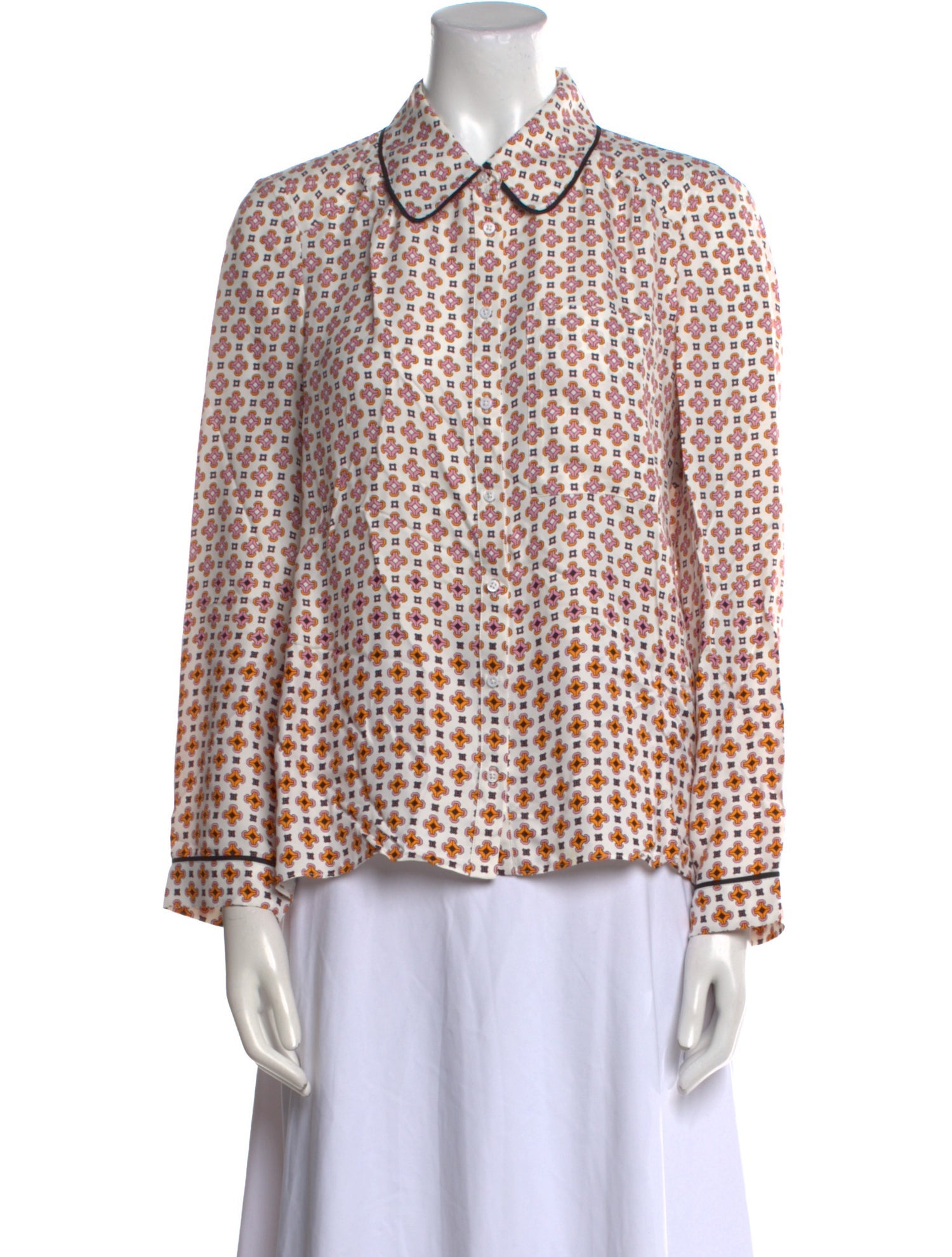 Maje Printed Long Sleeve Button-Up Top