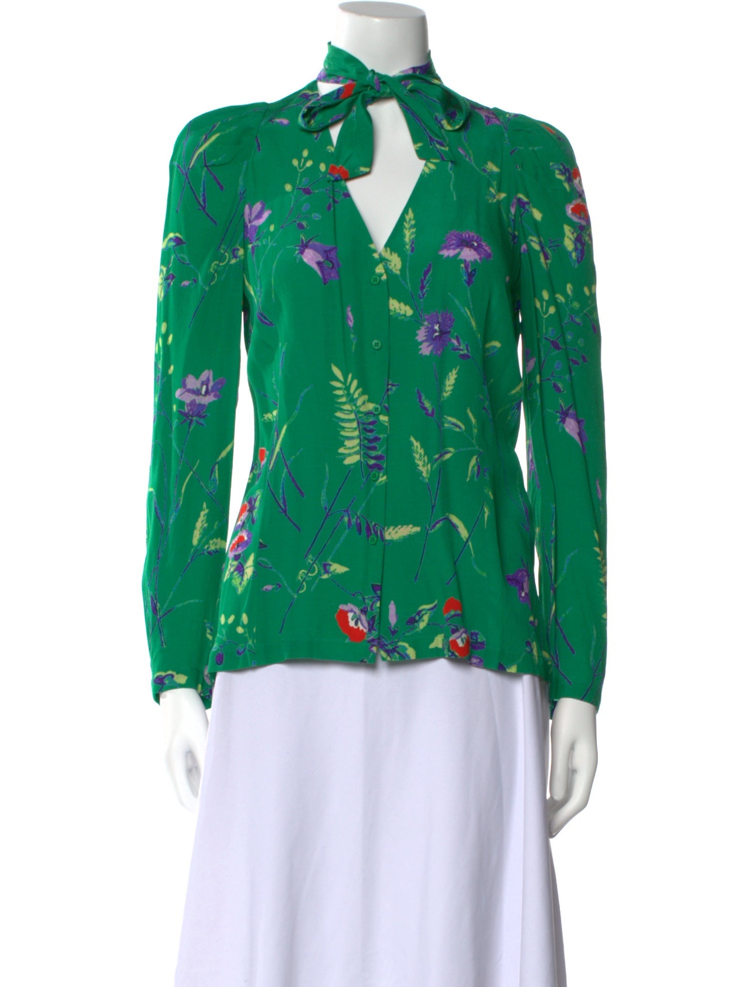 Maje Floral Print Mock Neck Blouse