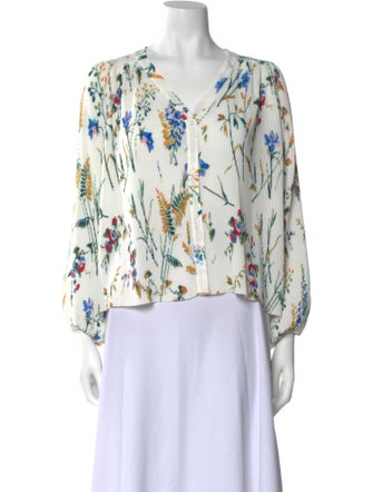 Maje Floral Print V-Neck Blouse