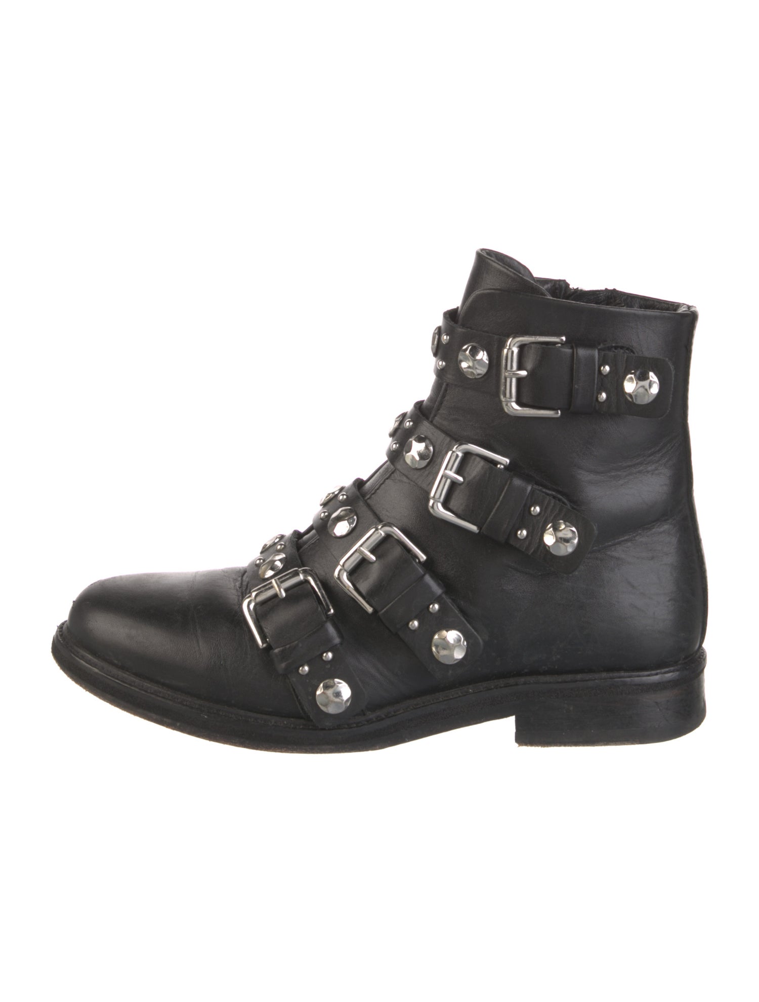 Maje Leather Studded Accents Combat Boots