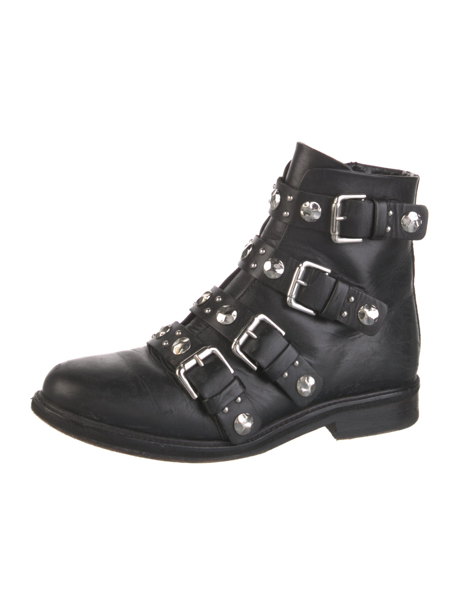 Maje Leather Studded Accents Combat Boots