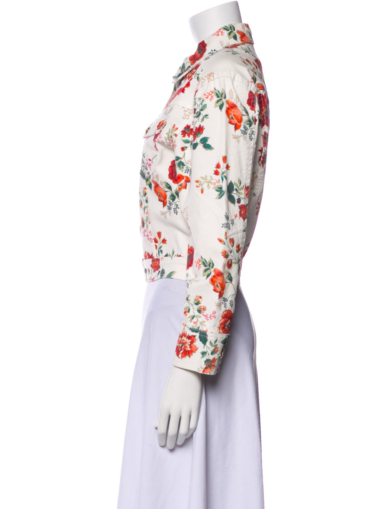 Maje Floral Print Denim Jacket