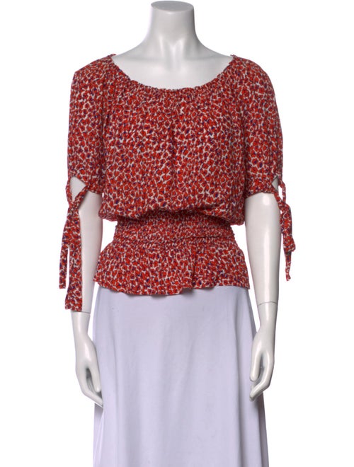 Maje Floral Print Scoop Neck Crop Top