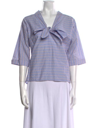 Maje Striped V-Neck Crop Top