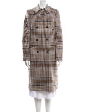 Maje Plaid Print Trench Coat