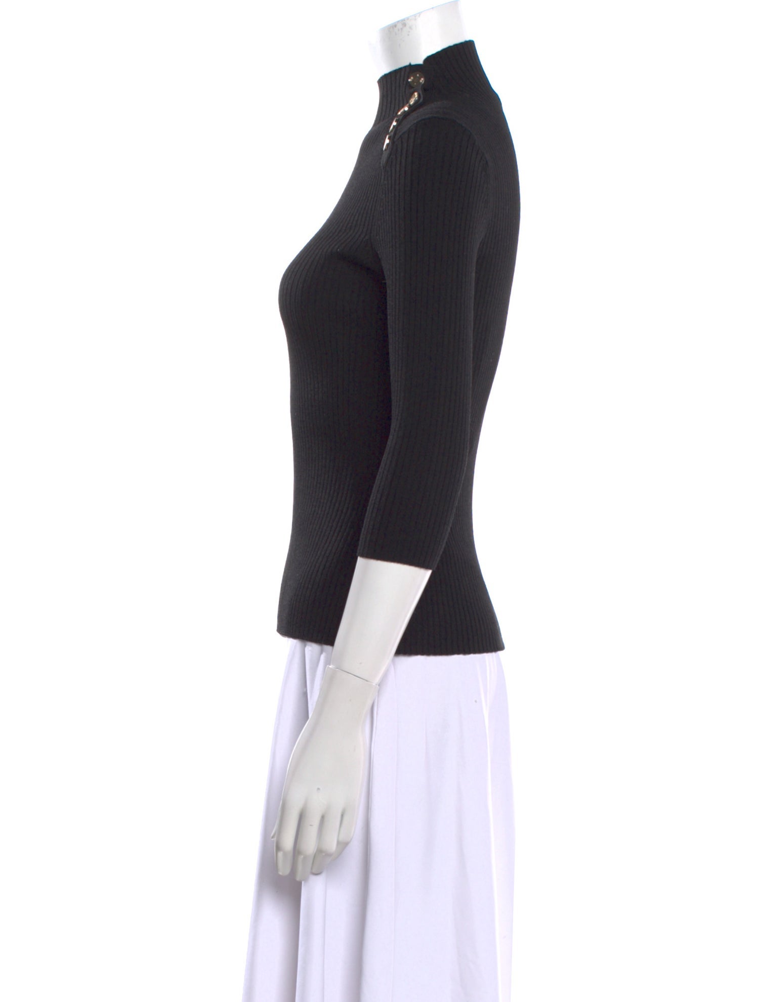 Maje Mock Neck Three-Quarter Sleeve Top