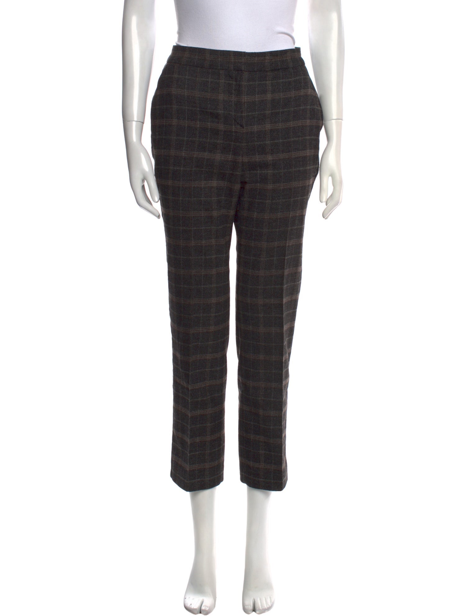 Maje Plaid Print Straight Leg Pants