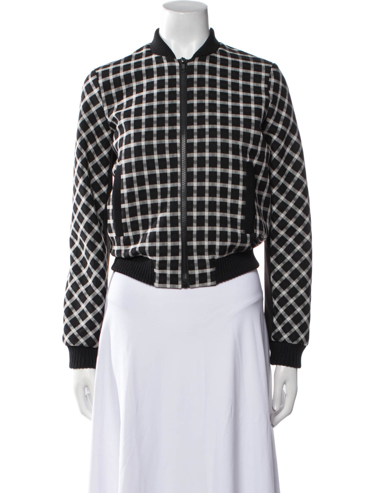 Maje Plaid Print Bomber Jacket