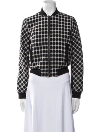 Maje Plaid Print Bomber Jacket