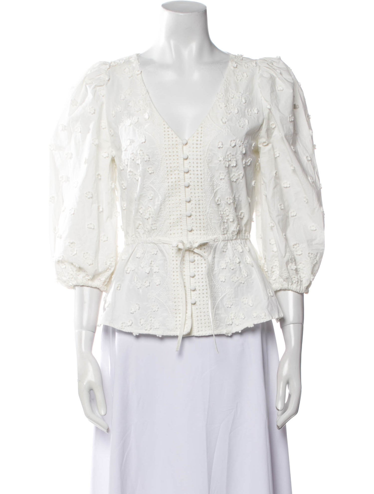 Maje V-Neck Three-Quarter Sleeve Blouse