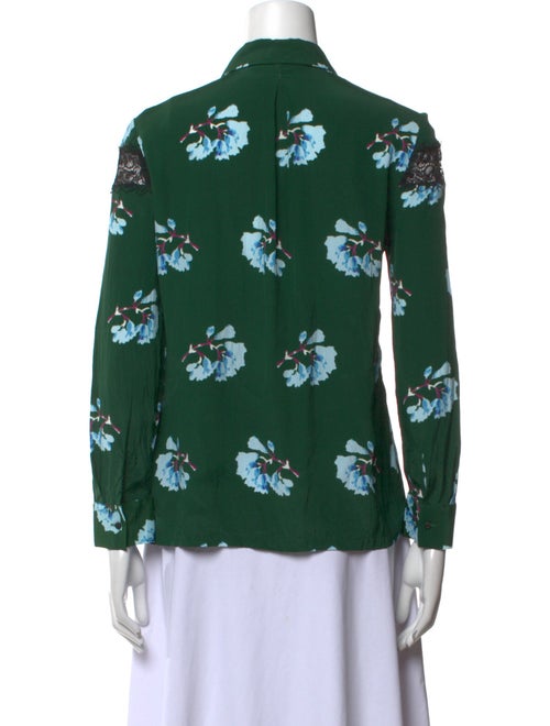 Maje Floral Print Three-Quarter Sleeve Button-Up Top