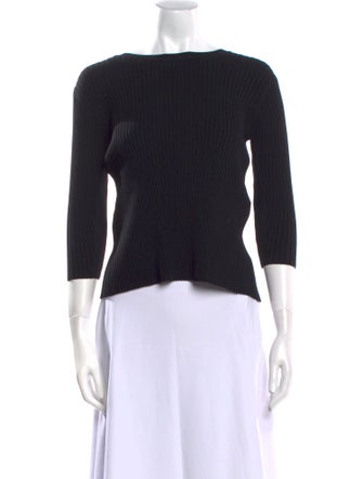 Maje Bateau Neckline Three-Quarter Sleeve Crop Top