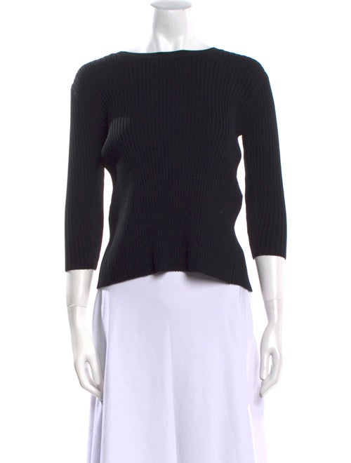 Maje Bateau Neckline Three-Quarter Sleeve Crop Top