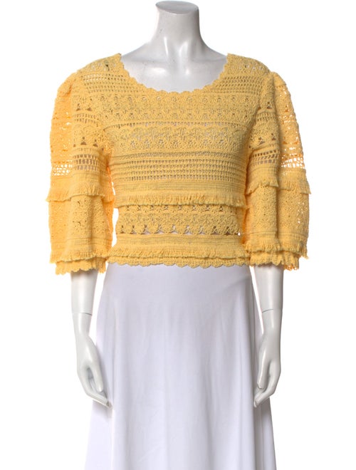 Maje Patterned Scoop Neck Crop Top