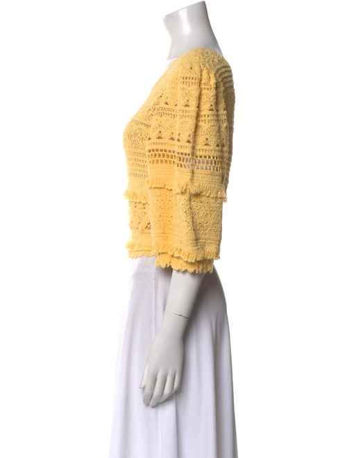 Maje Patterned Scoop Neck Crop Top