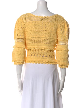 Maje Patterned Scoop Neck Crop Top