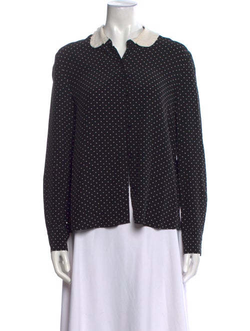 Maje Polka Dot Print Long Sleeve Button-Up Top