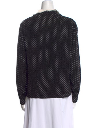 Maje Polka Dot Print Long Sleeve Button-Up Top