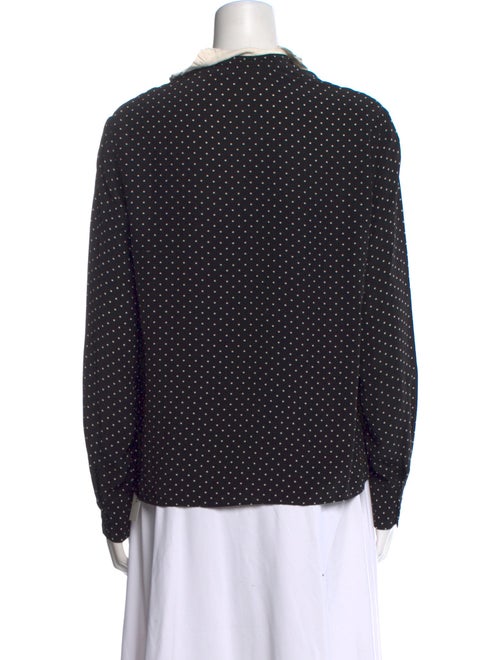 Maje Polka Dot Print Long Sleeve Button-Up Top