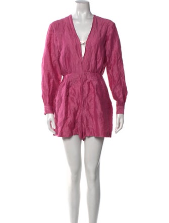 Maje Linen Plunge Neckline Romper