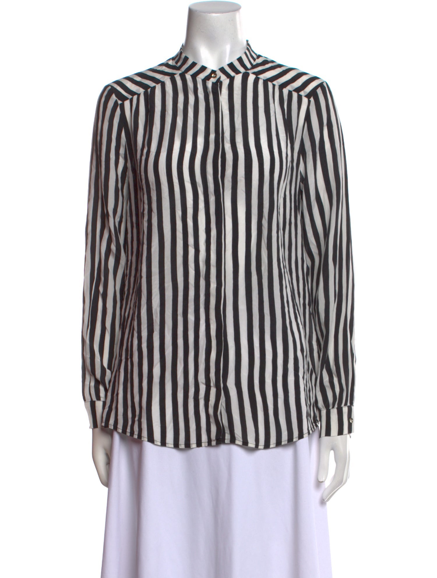 Maje Silk Striped Button-Up Top
