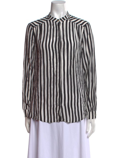 Maje Silk Striped Button-Up Top