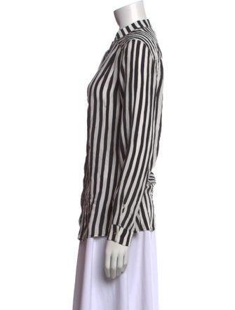 Maje Silk Striped Button-Up Top