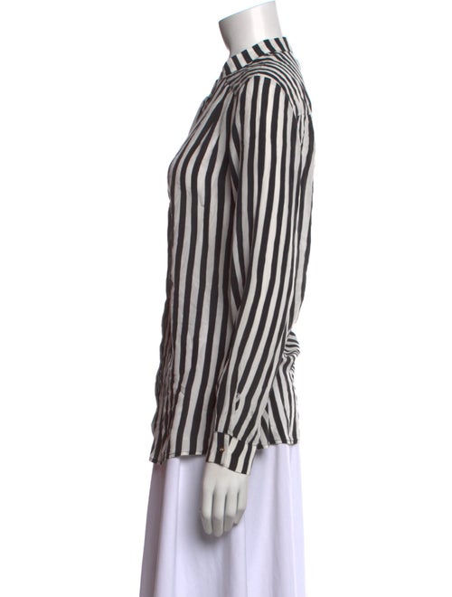 Maje Silk Striped Button-Up Top