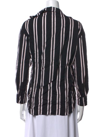 Maje Striped Three-Quarter Sleeve Button-Up Top