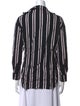 Maje Striped Three-Quarter Sleeve Button-Up Top