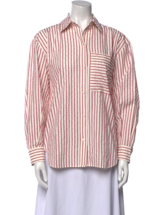 Maje Striped Long Sleeve Button-Up Top