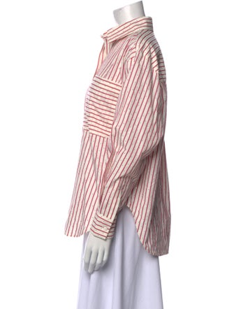 Maje Striped Long Sleeve Button-Up Top