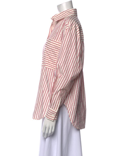 Maje Striped Long Sleeve Button-Up Top