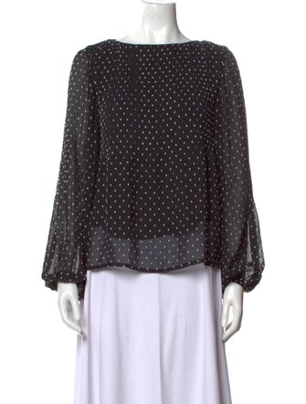 Maje Polka Dot Print Bateau Neckline Blouse