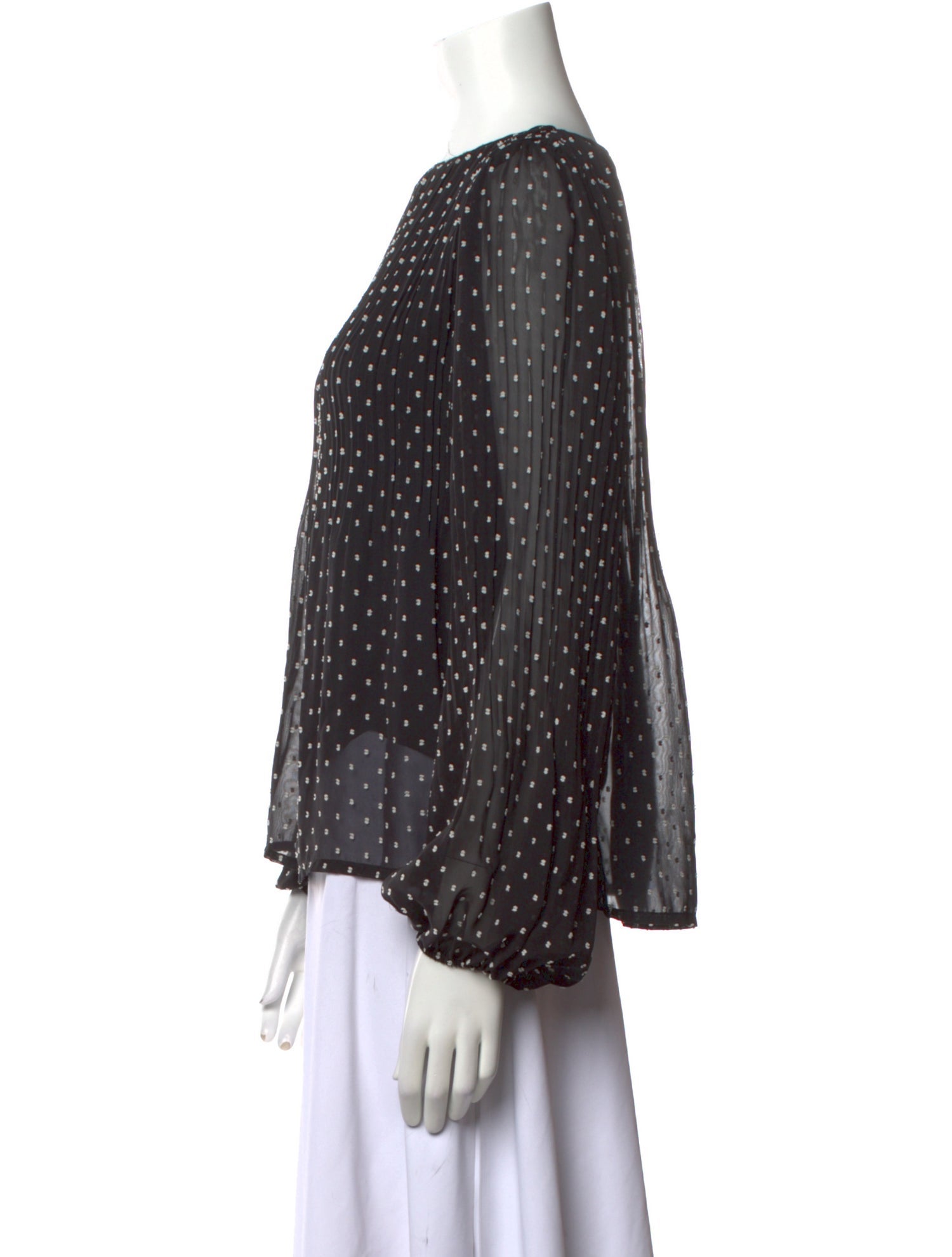 Maje Polka Dot Print Bateau Neckline Blouse