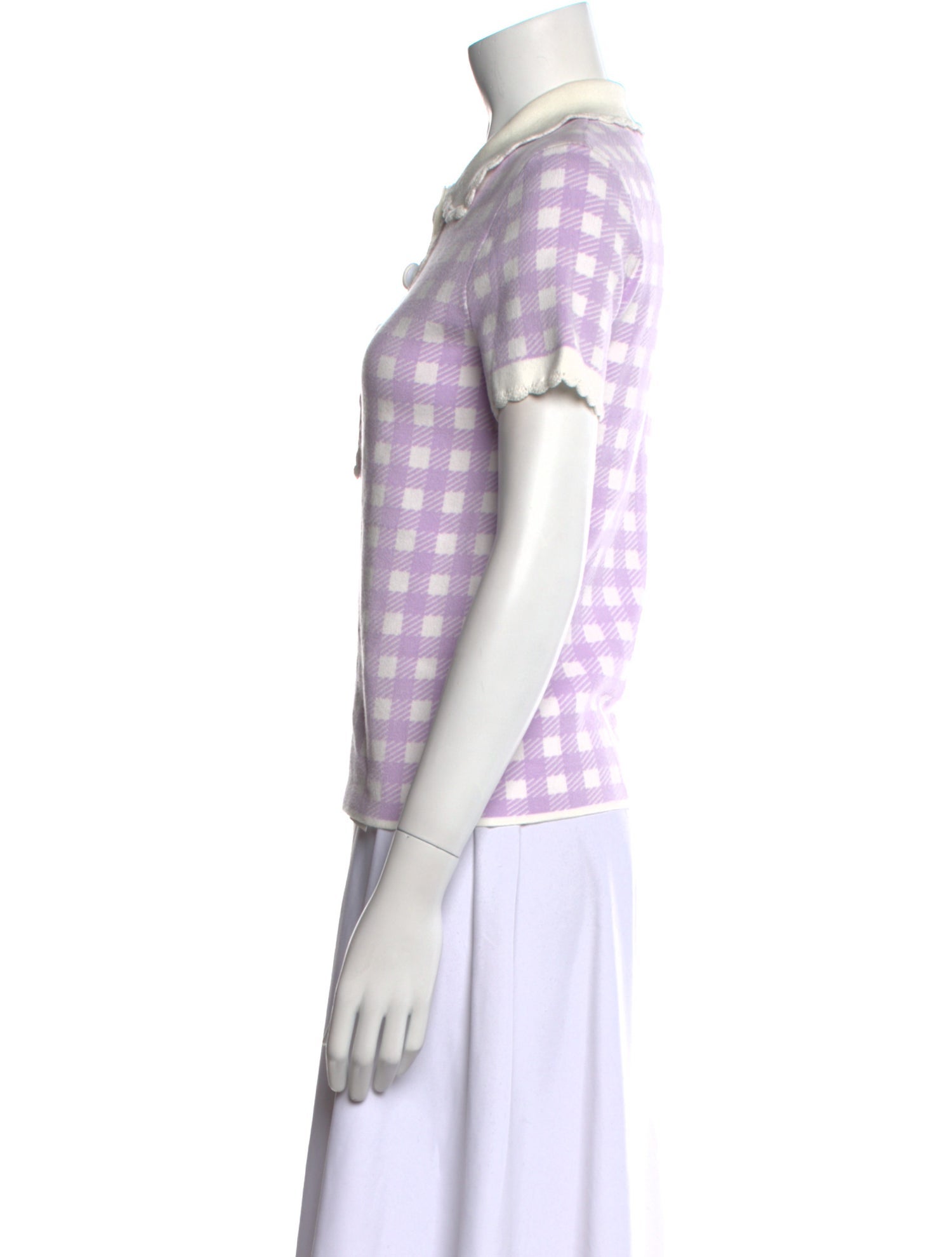 Maje Plaid Print Short Sleeve Polo w/ Tags