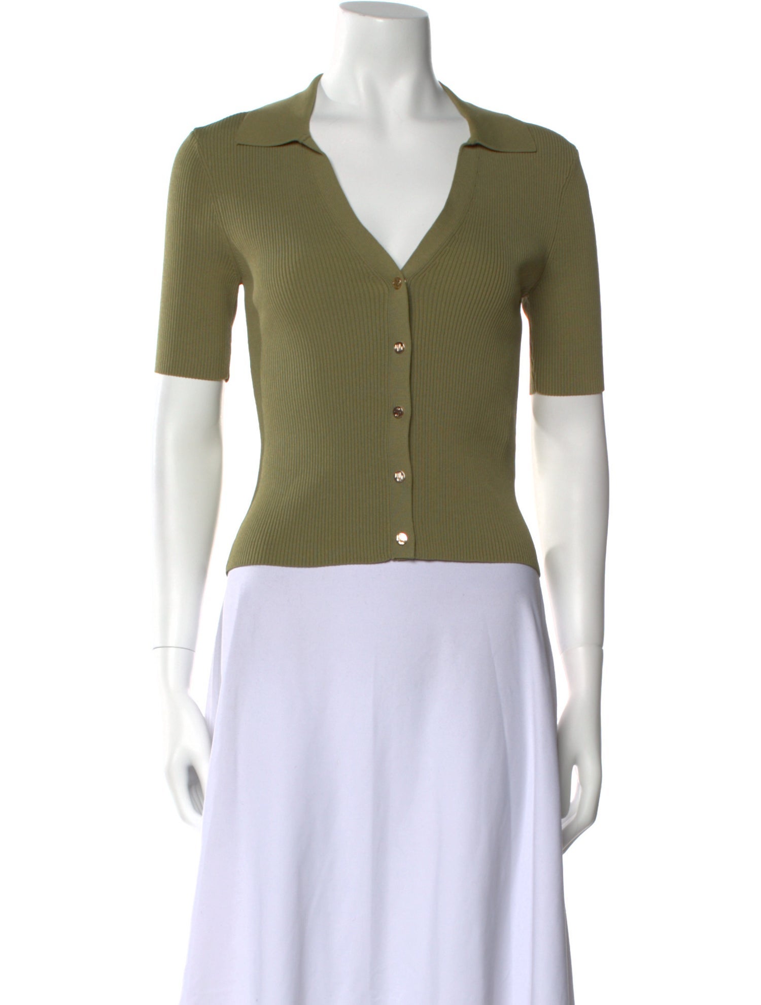 Maje V-Neck Short Sleeve Crop Top