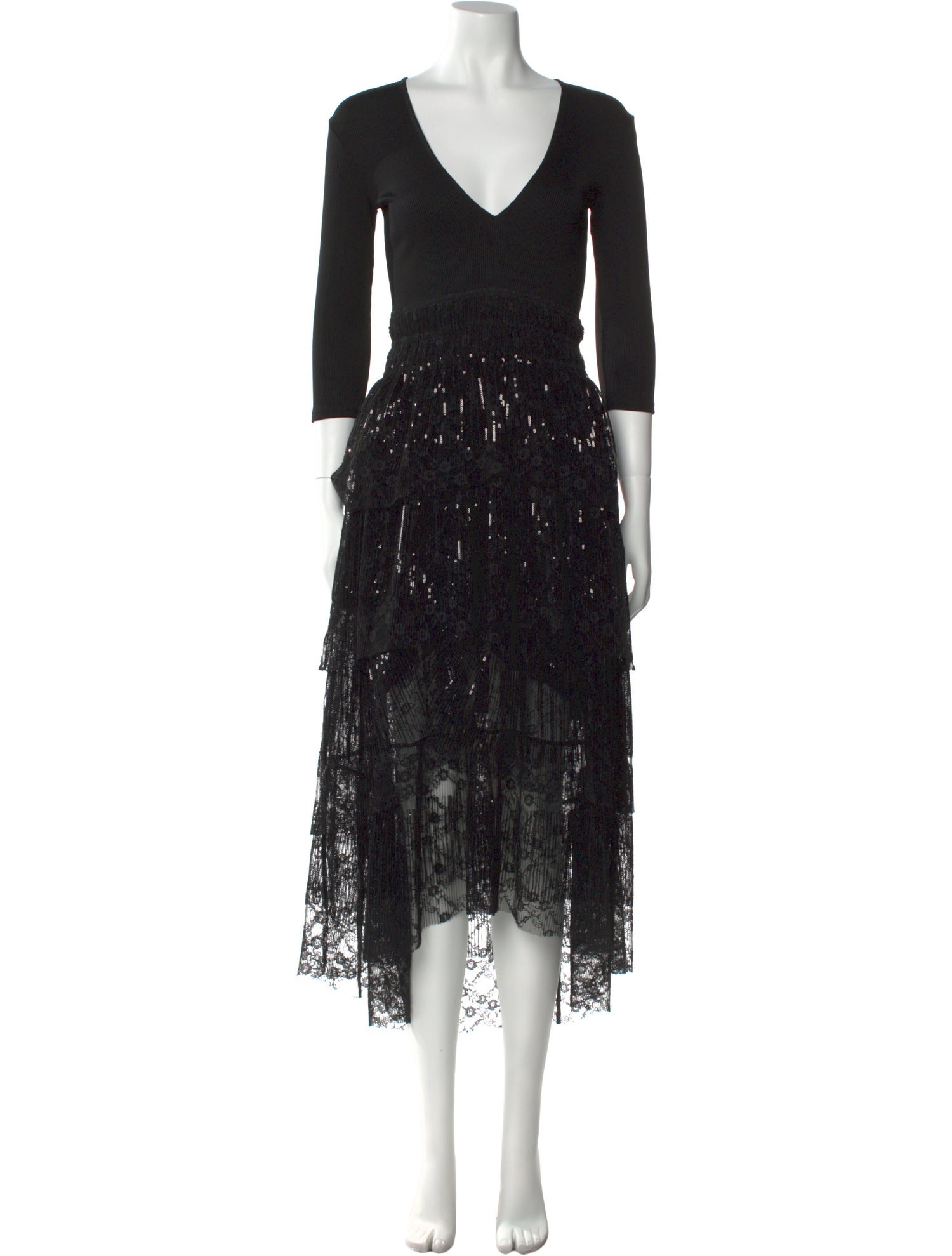 Maje Lace Pattern Long Dress