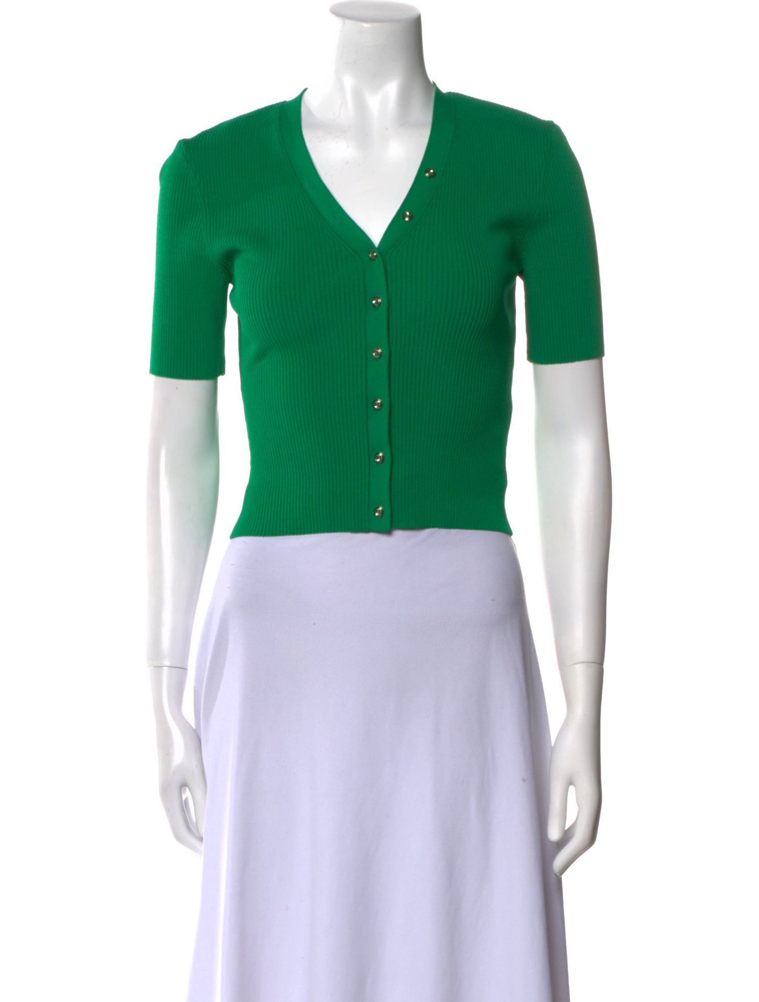 Maje V-Neck Short Sleeve Crop Top