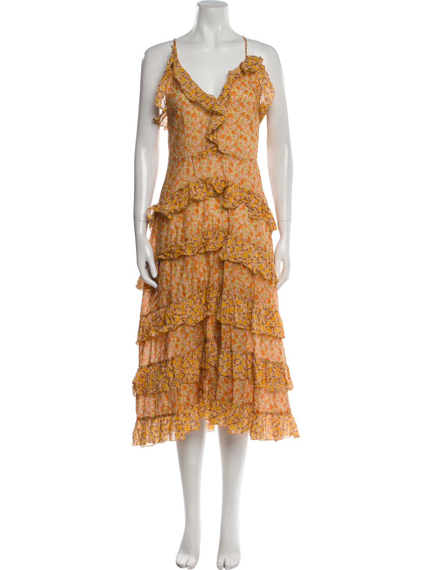 Maje Floral Print Midi Length Dress