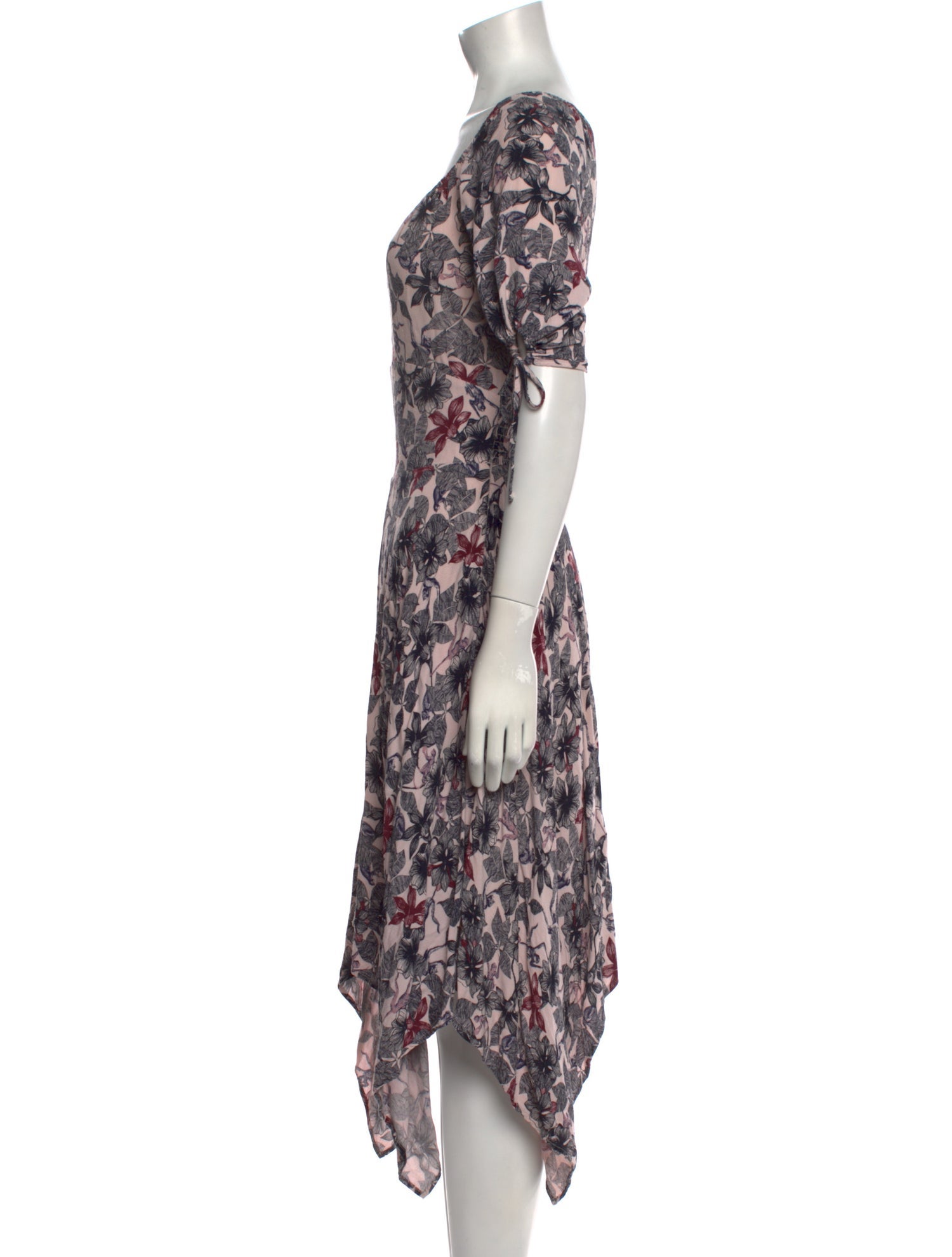 Maje Floral Print Midi Length Dress