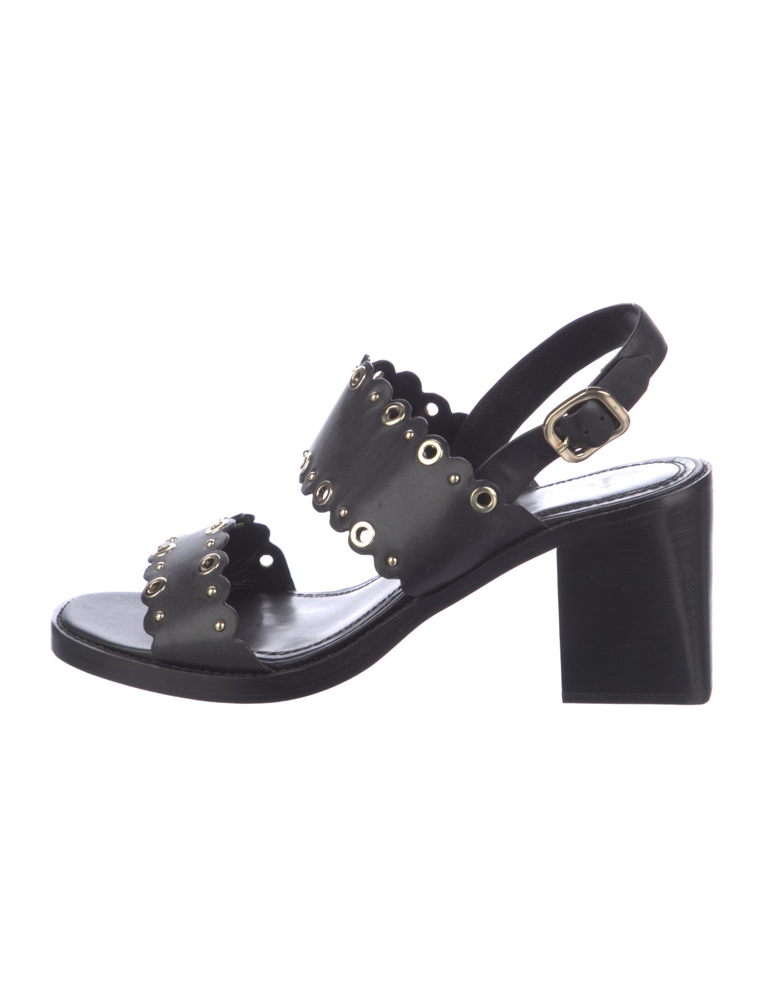 Maje Leather Studded Accents Slingback Sandals