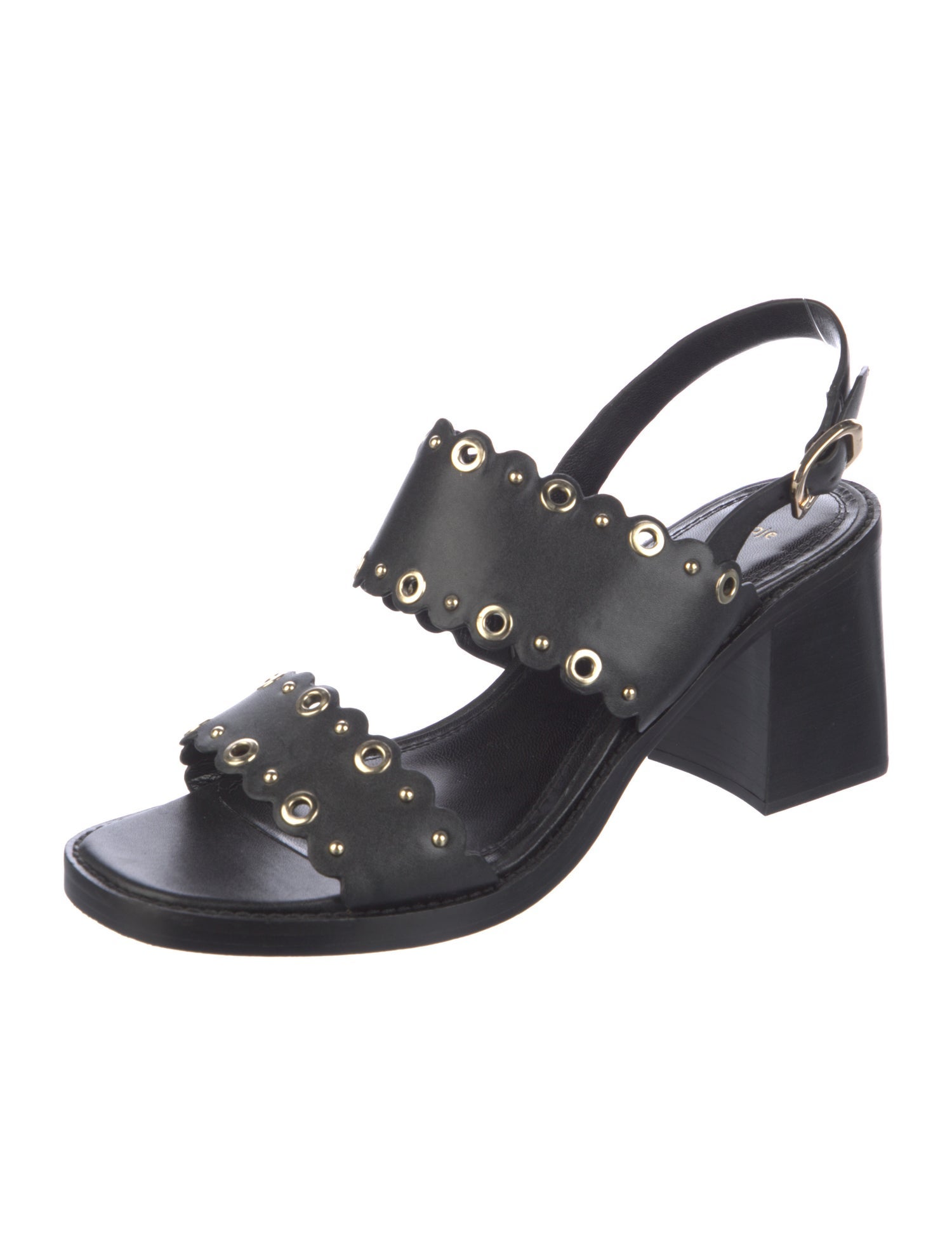 Maje Leather Studded Accents Slingback Sandals