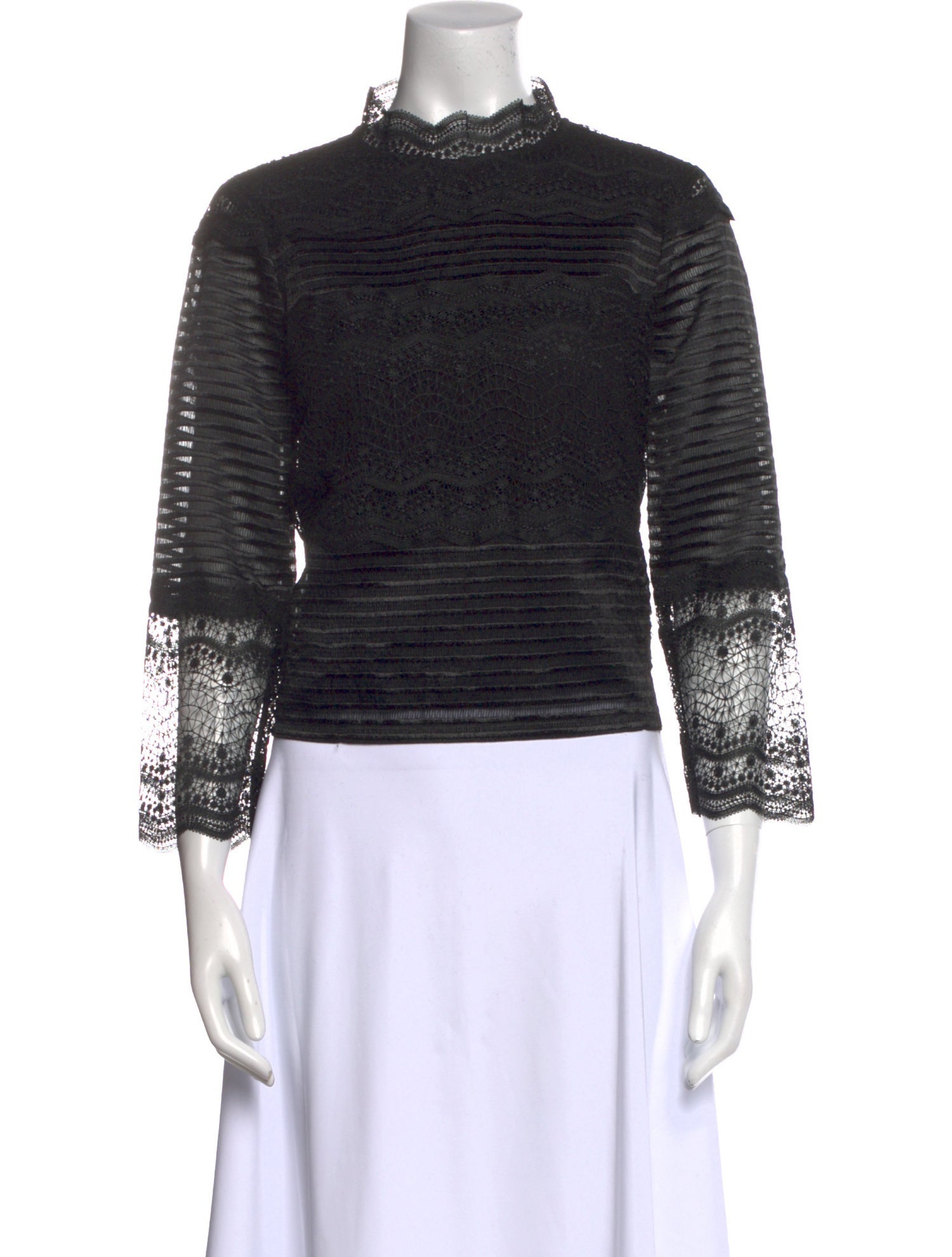 Maje Mock Neck Three-Quarter Sleeve Top